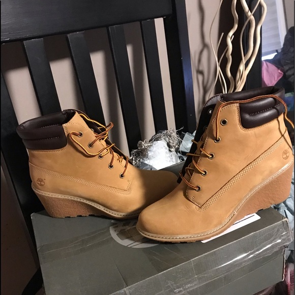 timberland wedge heel boots